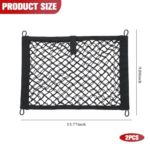 Mesh Netting Car Pouch, 2PCS 9.84" × 13.78" Stretchable Vehicle Storage Net Bag with Mounting Screws, Automotive Interior Mesh Pouch Organizer, Universal for Automobile RV Truck - size: 9.84 × 13.78 inches