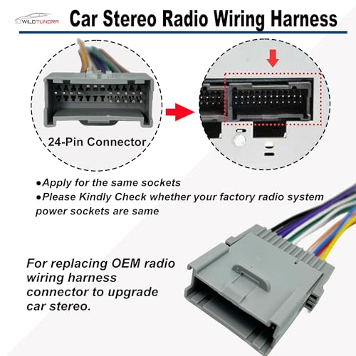 Radio Wiring Harness for Chevy 2003-2012 GMC 2002-2012 Buick 2004-2009 24Pin Car Stereo Harness Adapter with Antenna Car Radio Stereo Harness Install Kit for Colorado Envoy Terraza Hummer Impala