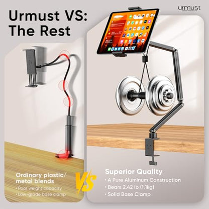 Urmust Tablet Stand for Desk, Adjustable iPad Holder for Bed, 4.7"-15.6" - size: 3 Arm-Up to 15.6"