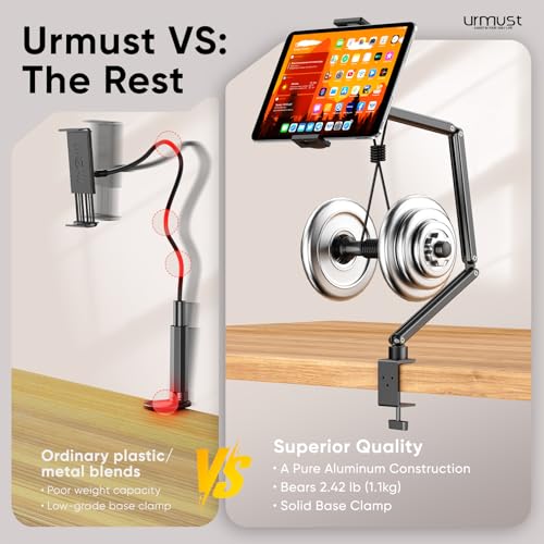 Urmust Tablet Stand for Desk, Adjustable iPad Holder for Bed, 4.7"-15.6" - size: 3 Arm-Up to 15.6"