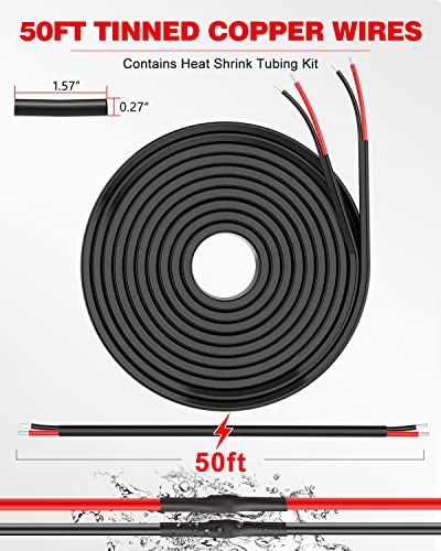NAOEVO 18 Gauge Wire 2 Conductor, 18 Gauge Automotive Wire 12V Cable, 50FT - size: 50ft, style: 2C-18AWG