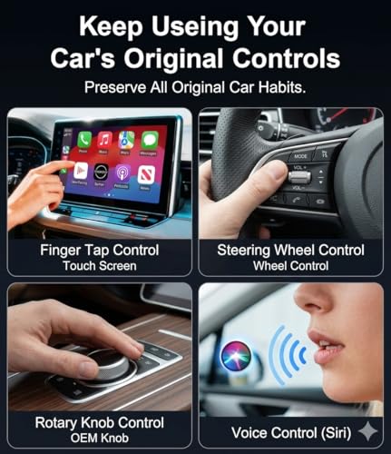 2026 Upgraded Wireless CarPlay Adapter for Factory Wired CarPlay Cars, Fast 5GHz WiFi Smart Car Audio Dongle, Plug & Play, No Audio Delay, Low Latency, Mini Size,Black