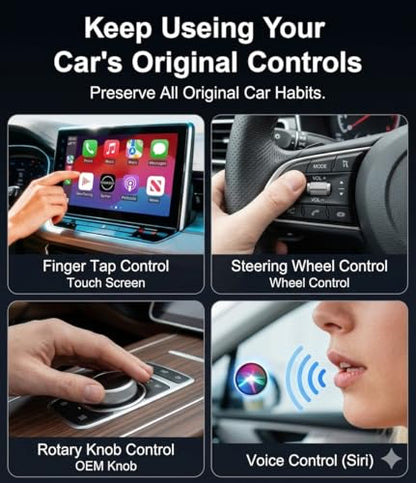 2026 Upgraded Wireless CarPlay Adapter for Factory Wired CarPlay Cars, Fast 5GHz WiFi Smart Car Audio Dongle, Plug & Play, No Audio Delay, Low Latency, Mini Size,Black