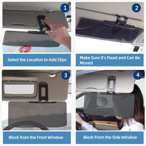 Sun Visor Extender – Sun Blocker for Car – Anti Glare Non-Polarized Car Visor Extender – Glare Guard Car Visor Extension for Night Driving, Universal Angle Adjustable UV 400 Protector