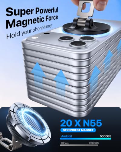 andobil 2026 Upgraded for Magsafe Car Mount [3-Axis Adjustable, 108LBS+ Strongest Scution] Vacuum Magnetic Phone Holders for Your Car, Rotatable Car Phone Holder Mount for iPhone 17 Pro Max 16 15 14