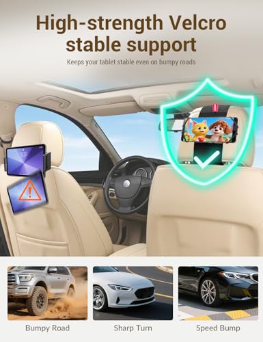 Silicone Car Phone Holder, Adjustable Phone Headrest Mount Compatible with iPhone 17 16 15 14 Pro Max, Samsung Galaxy S25, S25 Ultra and other 3.5 - 7 Inch Cell Phones for Kids in Back Seats - 2 Pack - size: 2 Pack
