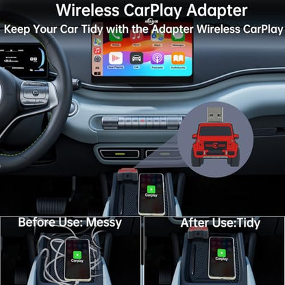 Wireless CarPlay Adapter for iPhone - for Daily Commute & Road Trip, No App Needed, Plug & Play Convert Wired to Wireless, Ultra-Compact 4x4 SUV Design with Low Latency -Red - color: Red