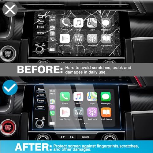 Karltys [Upgrade 2 Pack Screen Protector for 2019-2022 Honda Civic 9-Inch [No Glare & Fingerprint] Tempered Glass Honda Civic for Models LX EX Touring Si EX-L Display - size: 9 Inch 2019-2021 Honda Civic