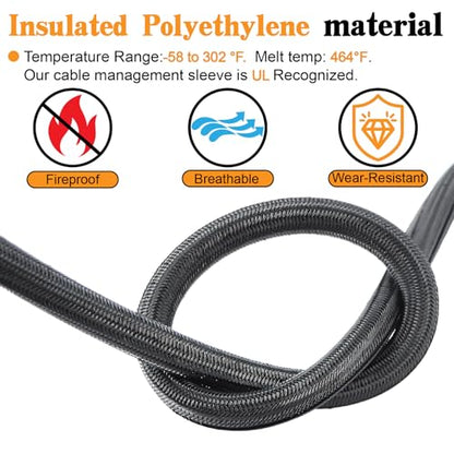 1/0 Gauge Wire CCA Power/Ground Cable 40FT Black/Red with lugs,250A ANL Fuse,1/2 inch Cable Split Sleeving,Self Adhesive Mounts Zip Ties kit - color: W/ Wire Loom kit