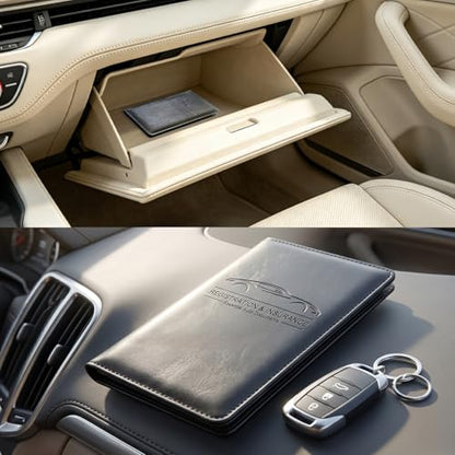 LumiMokki Premium Car Registration & Insurance Card Holder, Cowhide Black - color: 02-Cowhide Black