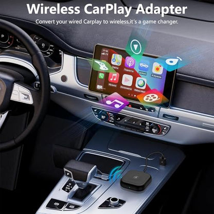 for iPhone 17 Wireless Carplay Adapter Compatible iPhone 17 Pro Max Air 16e 16 15,Automatic iPhone Carplay Wireless Adapter Convert Factory Wired to Wireless Plug and Play Car Play Fits Cars