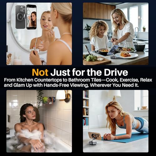 Vacuum Magnetic Car Phone Mount, 118LBS Nano Gel Suction Cup, 360° Adjustable, Compatible with Magsafe iPhone 12-17 Air Pro Max, Car Phone Holder for Dashboard Windshield Textured Surfaces - color: Dark Blue