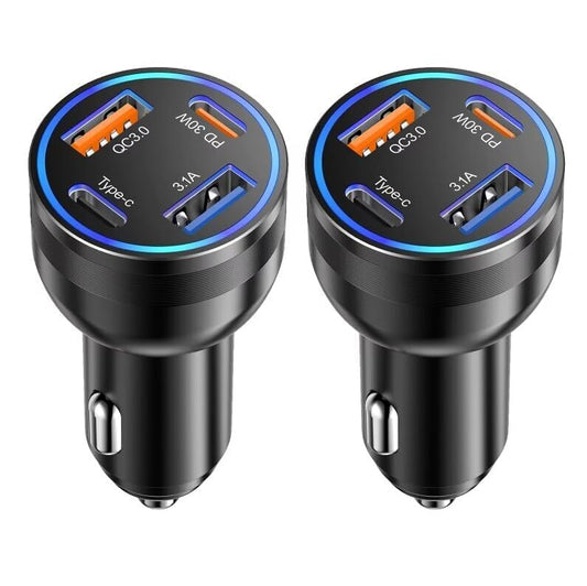 Car Charger USB C, 2Pack 4-Port 65W Cigarette Lighter USB Charger - color: Black, size: 2 Pack