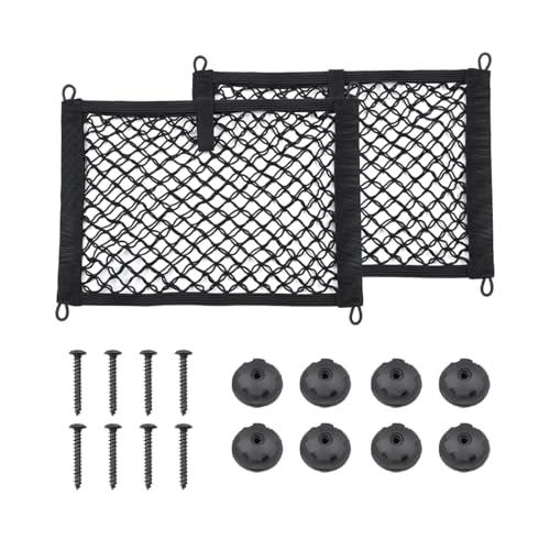 Mesh Netting Car Pouch, 2PCS 9.84" × 13.78" Stretchable Vehicle Storage Net Bag with Mounting Screws, Automotive Interior Mesh Pouch Organizer, Universal for Automobile RV Truck - size: 9.84 × 13.78 inches