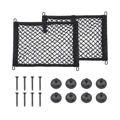 Mesh Netting Car Pouch, 2PCS 9.84" × 13.78" Stretchable Vehicle Storage Net Bag with Mounting Screws, Automotive Interior Mesh Pouch Organizer, Universal for Automobile RV Truck - size: 9.84 × 13.78 inches