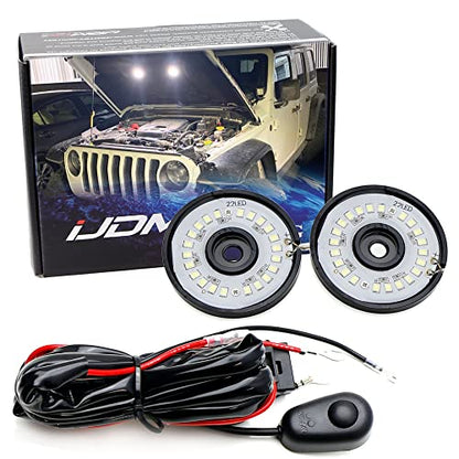 iJDMTOY 22-Diode 2-1/4-Inch LED Circle Under Hood, Truck Bed, Cargo Area Illumination Lighting Kit w/Relay On/Off Switch, Universal Fit for Car Truck SUV