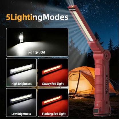 Rechargeable Work Light for Mechanics, Tool Fathers Day Dad Gifts for Men - color: Red