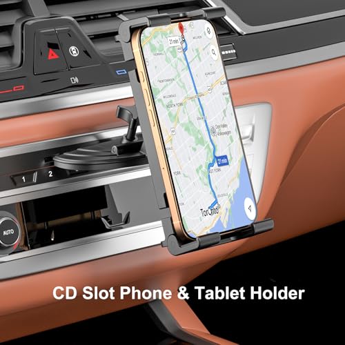 PLDHPRO CD Slot Tablet Car Mount for 5.5-14.6'' Devices, Universal iPad Holder for Car, Adjustable CD Player Phone Mount Compatible with iPhone, iPad, Galaxy Tab, Samsung Z fold, Navigation Gadget