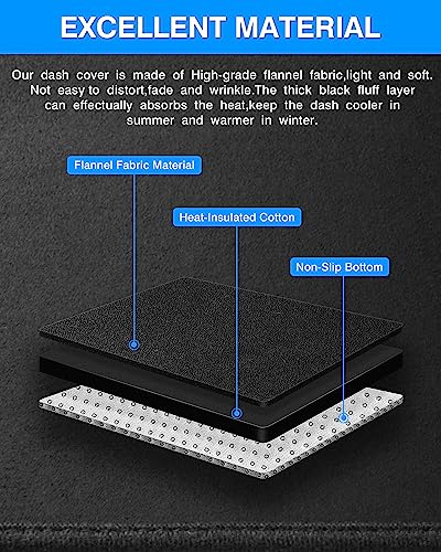 Autorder Dashboard Cover Mat for 2012-2017 Toyota Camry Accessories Dash Cover Flannel Dash Mat Sunshade Glare UV Rays Protector - size: Black 12-17 Camry