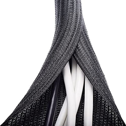 ZhiYo Cable Sleeve, 6.6ft - 1/2 inch, Black - color: Black, size: 6.6ft, 1/2''