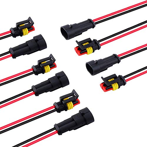 MUYI 2Pin Way 18AWG Waterproof Electrical Connector 2 Wire Connectors-5 Kit - style: 2pin (5sets)