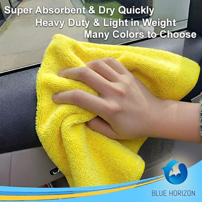 Yellow Microfiber Cleaning Towels, 36-Pack Dual-Sided Ultra Soft Plush Washcloth, Professional Grade Premium Microfiber Detailing Cleaning Cloths, Car, Household and Commercial (Yellow, 16" x 16") - color: Yellow