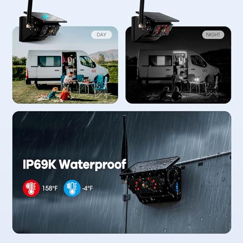 3 Solar Magnetic Wireless Trailer Camera System, 10.1" IPS DVR Screen + Solar Powered Night Vision Rear Camera, 100% No Wiring Waterproof Backup Camera System for RV Truck Trailer Hitch, BT3 - size: 10.1" 3-Cam