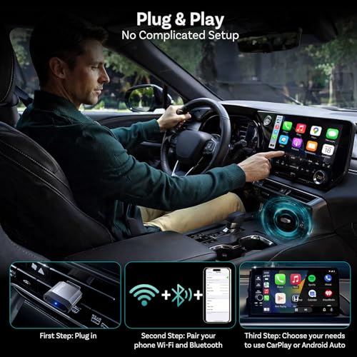OTTOCAST Mini Nova Wireless CarPlay & Android Auto Adapter, 2-in-1 Convert Wired to Wireless, Plug & Play, Fast Auto Reconnect, Compact Mini Design for iPhone iOS 10+ & Android 11+