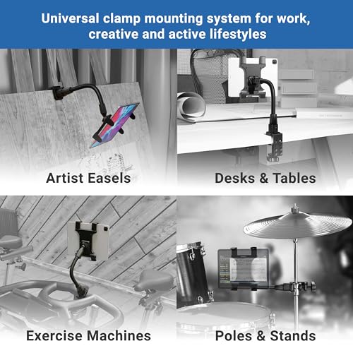 ARKON Mounts - Heavy Duty Tablet Holder with Clamp Mount and 12-Inch Bendable Gooseneck Arm | Versatile Tablet Stand with Easy Install & Durable Support | Securely fits iPad, Galaxy, Note, and more