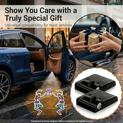 2Pcs Car Door Lights Projector,Tiara Heart Wireless Welcome Shadow Lamp - color: Tiara Heart