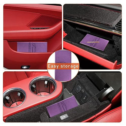 Kewucn Car Registration and Insurance Card Holder, Leather Auto License Document Glove Box Compartment Organizer, Essentials Vehicle Wallet Case for Driver License, ID Card (Purple) - color: Large-Purple