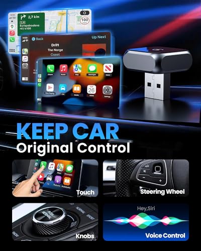 2-in-1 Wireless CarPlay Adapter for Apple iPhone USB-A/USB-C Plug & Play