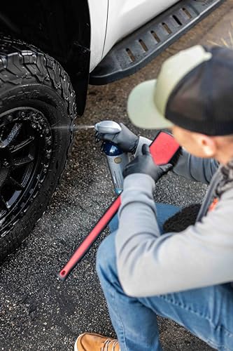 Detail Factory - Fender Well Brush - Ergonomic ProGrip Handle, Stiff Synthetic Bristles, Ergonomic Design, Clean Your Wheel Wells with Ease - Octane Underglow - color: Underglow