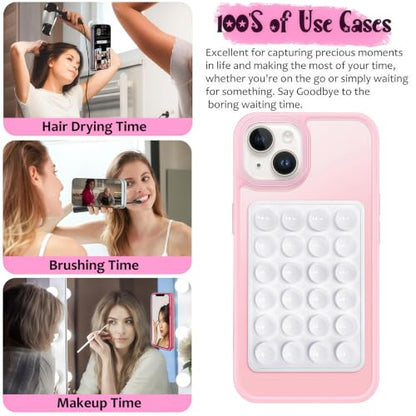 LvShuLiangPin Anteel 2 Pack Silicone Suction Phone Case Mount, Silicon Adhesive Phone Grip for Smartphones, Hands-Free Mirror Shower Phone Holder for Selfies, Tiktok Videos (LightPink&Translucent) - color: LightPink&Translucent