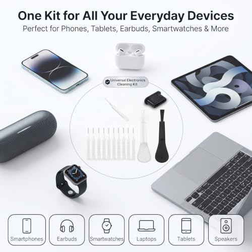 Charging Port Cleaning Kit, Cell Phone Cleaning Kit - 13PCs Phone Charging Port Cleaner - USB C Ports Cleaner Tool - Mini Brushes Cleaners for Speaker, Receiver, Earbuds & Smartphones