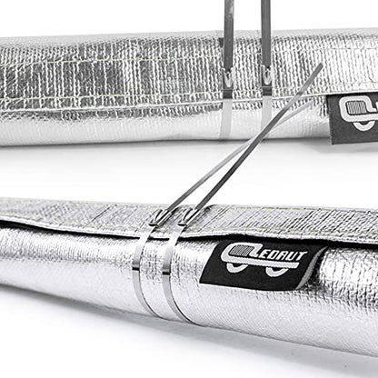 Heat Shroud Aluminized Sleeving Heat Shield fuel line wire heat sleeve 1-1/4''I.D. x 10FT with 20 Pcs 7.8Inch Stainless Steel Cable Metal Zip Ties - size: 1-1/4''I.D. x 10FT