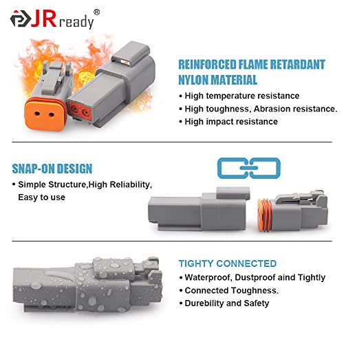 JRready ST6327-202 Deutsch DT Connector 2 Pin 8 Sets, Size 16 Contacts - size: 2-Pin (8 Pairs)