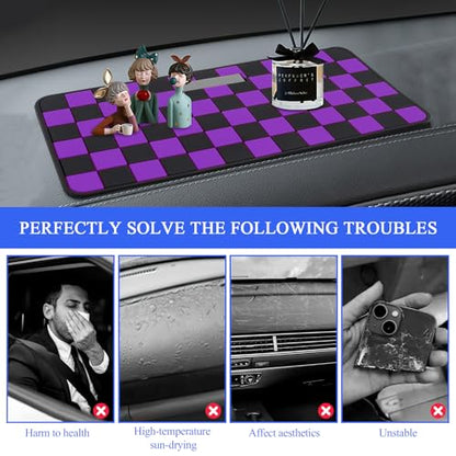 Wuyaoyao 2PCS Car Dashboard Anti Slip Mat, 12.2"×8.3" Non-Slip Dashboard Sticky Pad, PVC Car Dash Gripping Mat, Multifunctional Auto Grip Mat for Phones Sunglasses Keys Electronic Devices (Purple) - color: Purple