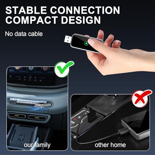 Wireless CarPlay Adapter, 2-in-1 Wired to Wireless CarPlay/Android Auto Converter, Plug & Play, Siri Control, Universal Compatibility for 1000+ Cars, iPhone & Android (Silvery Grey)