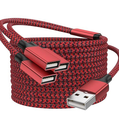 6.6FT USB Splitter 3 in 1 Out, A Male to 3 Female Extension Y Cable - color: Red, size: 6.6 ft