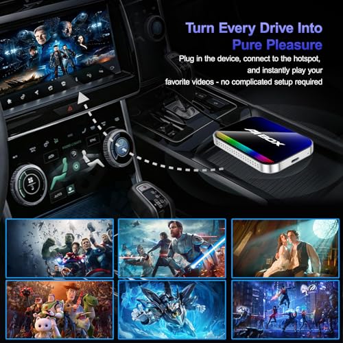 AI Box Wireless CarPlay Adapter,Magic Box with YouTube TikTok, Built-in Play Store and Screen Mirroring, Plug and Play Wireless Adapter for OEM Factory Wired CarPlay Vehicles