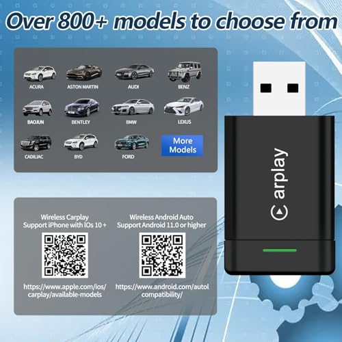 2026 Upgraded Wireless CarPlay Adapter for iPhone – Mini Wired to Wireless Dongle, Fast 5.8GHz WiFi & Bluetooth Connection, Plug & Play, Universal for OEM Wired CarPlay Cars