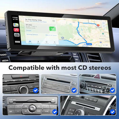 CD Slot CarPlay Screen Mount for 7–10.5" Displays, Stable Anti-Vibration Holder for CarPlay & Android Auto Screens, Wide Compatibility, Secure and Easy Installation