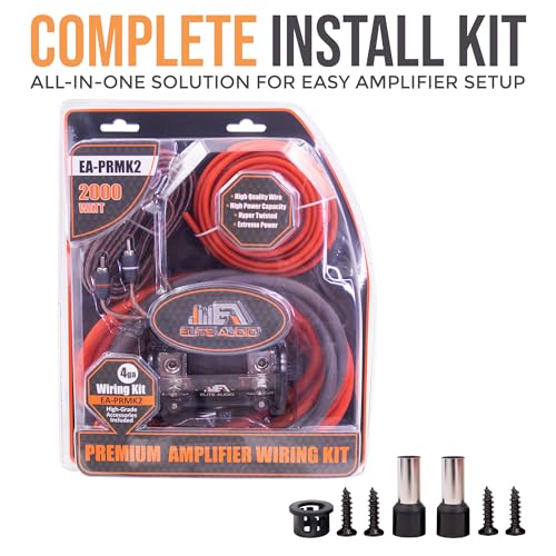Elite Audio 4 Gauge Amplifier Wiring Kit, 2000W CCA Amp Install Kit – EA-PRMK2 - size: 4 Gauge (Full Size ANL)