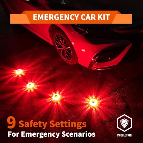 4 Pack LED Road Flares, Beacons with Safety Kit Accessories - size: 4 Pack Parts