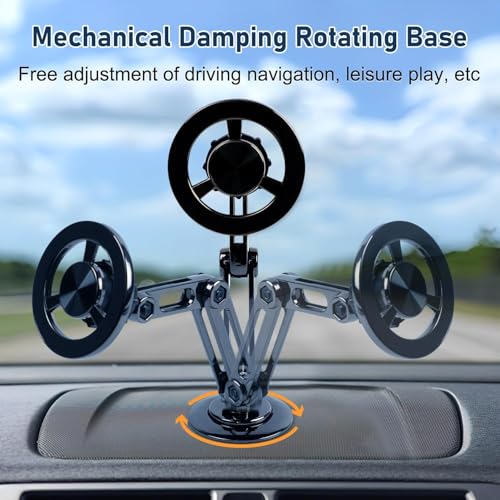Universal 360° PRO Magnetic Suction Phone Holder Car,Alloy Folding Magnetic Cell Phone Holder for Car [Super Strong Magnet] Bracket Magnetic Dashboard Phone Car Mount for All Smartphone (Silver) - color: Silver