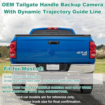 Tailgate Handle Reverse Backup Camera Replacement for Dodge Ram 2002-2008 Ram 1500, 2500, 3500, GreenYi AHD 720P Pickup Rear View Parking Camera with Trajectory Guideline