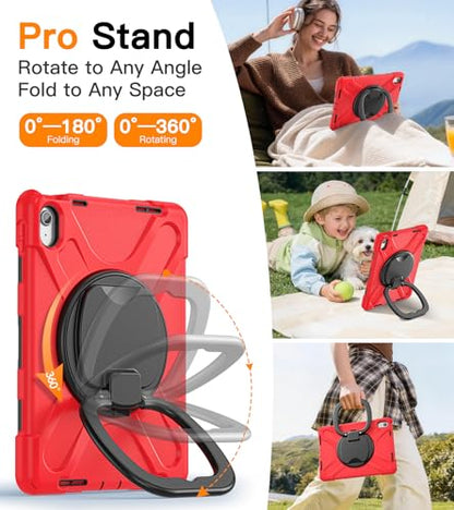 BATYUE Case for iPad (A16) 11th/10th Gen 11''/10.9'' 2025/2022, Red - color: A11-Red