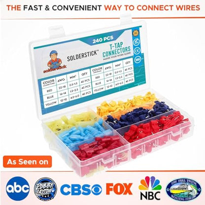T-Tap Wire Connectors Kit, Quick Splice Electrical Connectors with Stainless Steel Spring, Fast Snap-On Wire Terminals for Automotive, Home Wiring and Copper Wire Connections (240)