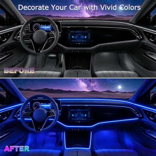 Jushope Car Interior LED Lights, RGB Fiber Optic Ambient Lighting Kit - size: 5 LED/236 Inches Fiber Optic